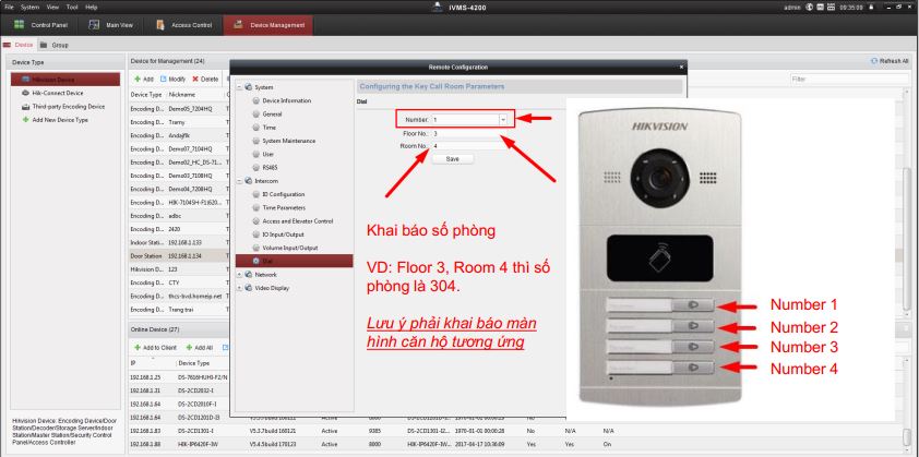 Cấu hình nút bấm trên chuông hình Hikvision