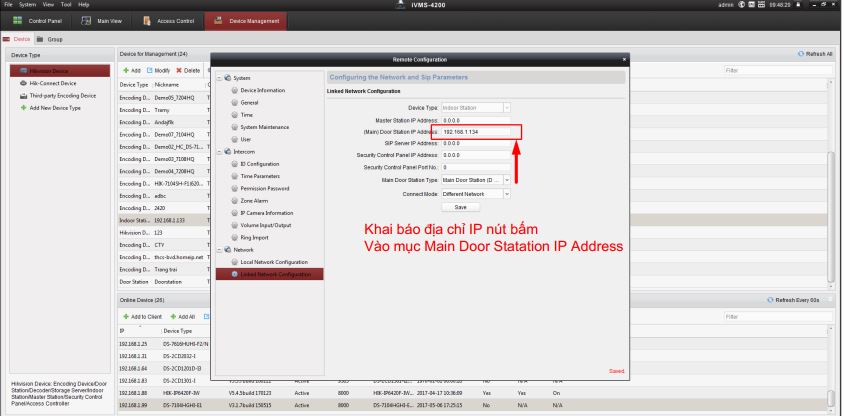 Khai báo địa chỉ nút bấm vào màn hình căn hộ Hikvision