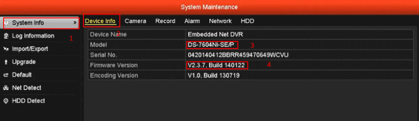 Tra cứu thông số và kiểm chứng phiên bản firmware trên đầu ghi/camera Hikvision